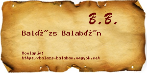 Balázs Balabán névjegykártya